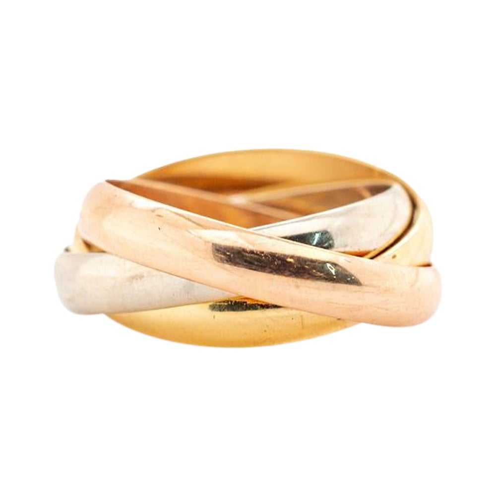 18K Gold Ladies Tri-Color Intertwined Rolling Ring