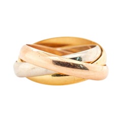 18K Gold Ladies Tri-Color Intertwined Rolling Ring