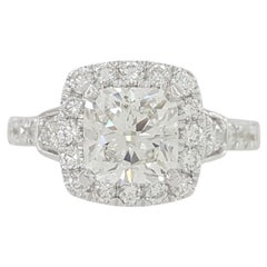 Bague de fiançailles halo diamant simulé taille ronde de 1,20 ct cadeau