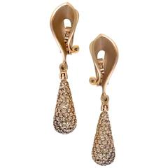 Champagne Diamonds Rose Gold Calla Drop Earrings Limited Edtion Handmade in NY 11