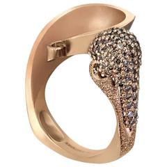 Alex Soldier Champagne Diamond Rose Gold Calla Ring Limited Edition Handmade 2
