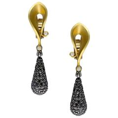 Diamonds and Gold Calla Earrings by Alex Soldier. Ltd Ed. Handmade in NY