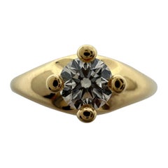 Bvlgari, bague à anneau solitaire en or jaune 18 carats avec diamants taille ronde 0,27 carat F VVS1