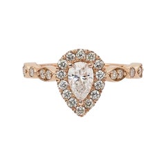 Gorgeous 18 kt. Rose Gold Vintage Ring with 1.05 Total Natural Diamonds IGI Cert