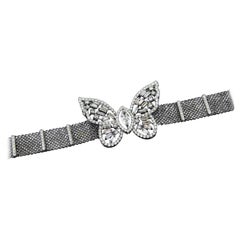 Armband aus 18 Karat massivem Gold mit Marquise- und Baguette-Diamant im Schmetterlingsdesign