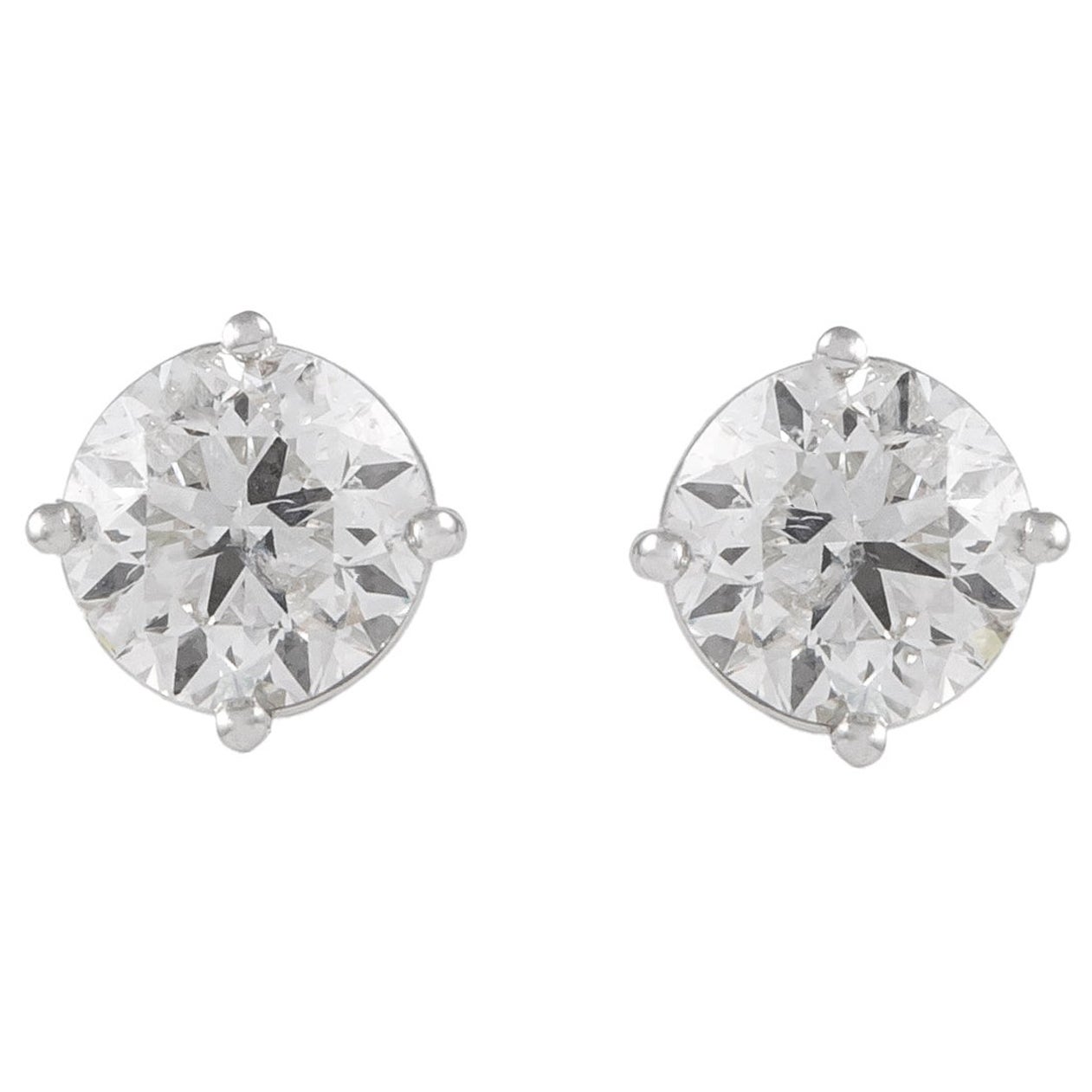 Alexander EGL Certified 2.02 Carat Diamond Stud Earrings 18k White Gold For Sale