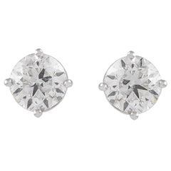 Alexander EGL Certified 2.02 Carat Diamond Stud Earrings 18k White Gold