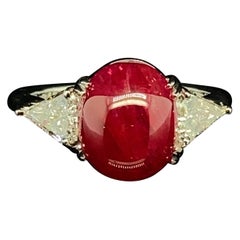6.07 Carat LOTUS Certified No Heat Ruby and White Diamond Engagement Gold Ring