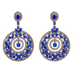 11.50 Carat Sapphire and Diamond Cocktail Earrings