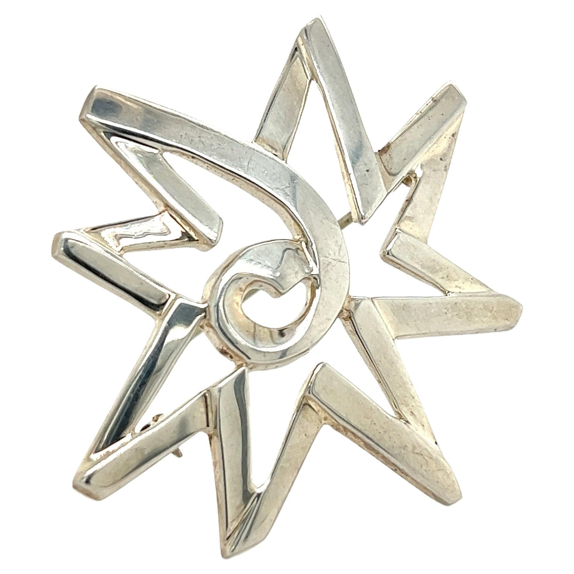 Tiffany & Co Estate Start Burst Brooch Pin Sterling Silver