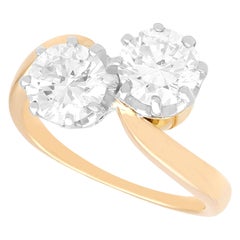 Antiker 1,88 Karat Diamant- und Gelbgold-Ring mit gedrehtem Ring