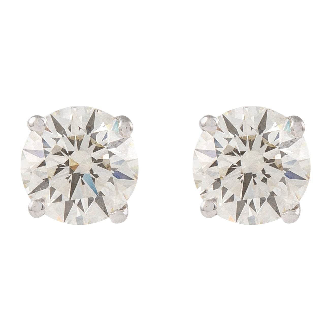 Alexander EGL Certified 1.44 Carat Diamond Stud Earrings White Gold For Sale