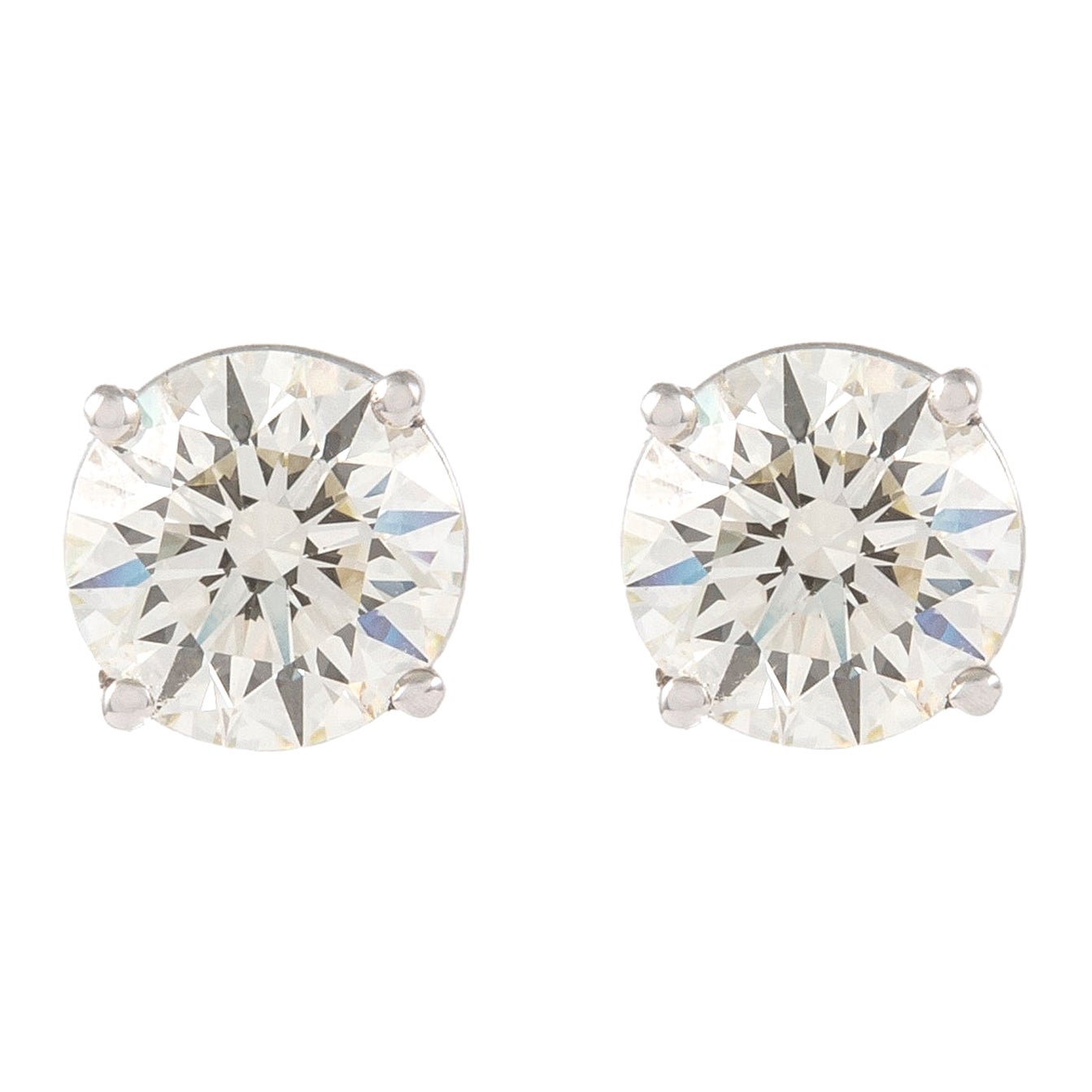 Alexander EGL Certified 2.54 Carat Diamond Stud Earrings 18k White Gold For Sale