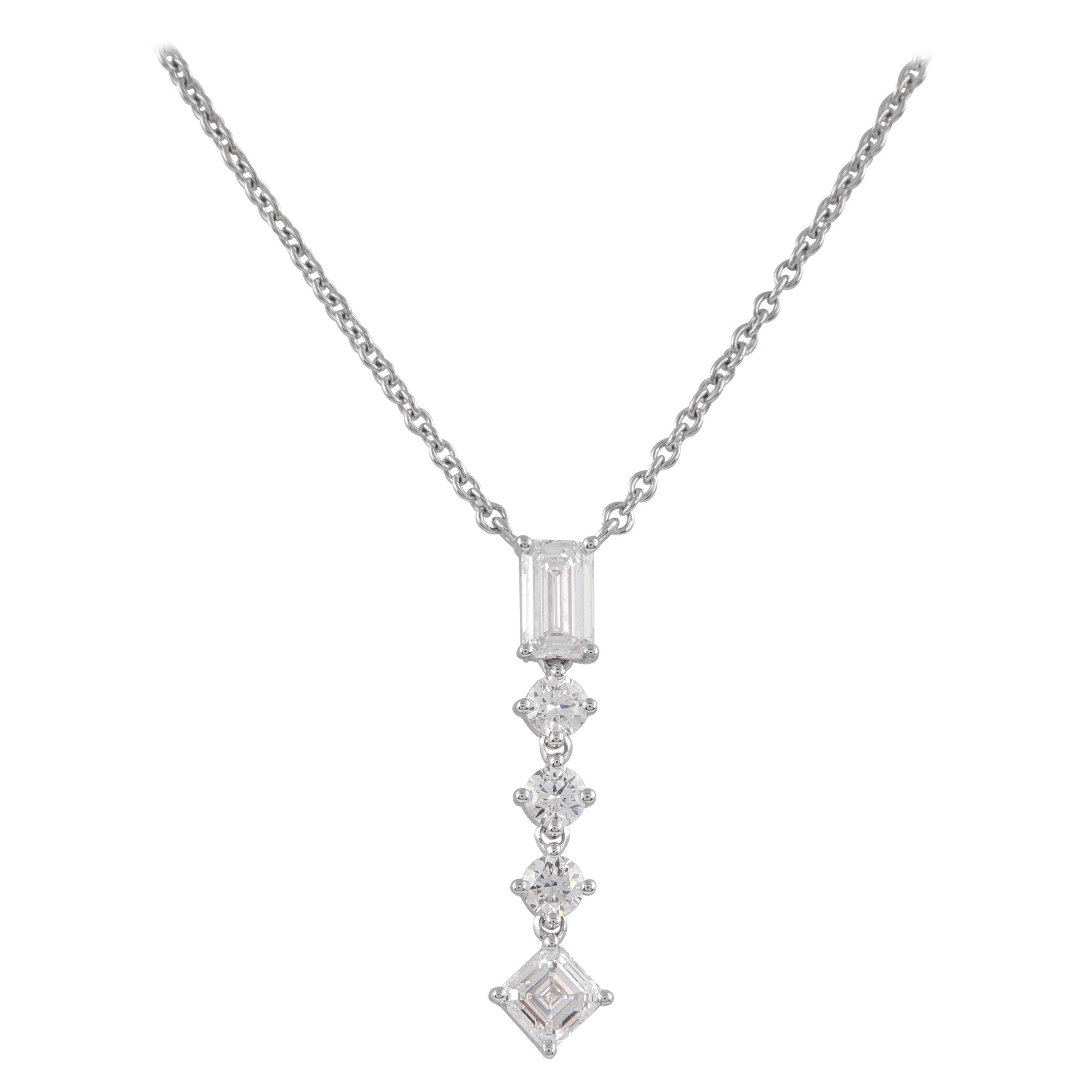 Alexander GIA Certified 1.56ctt Diamond Pendant Necklace 18k White Gold For Sale