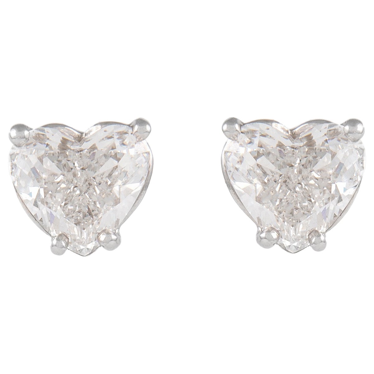 Alexander GIA Certified 3.02 Carat Heart Diamond Stud Earrings 18k