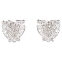 Alexander GIA Certified 3.02 Carat Heart Diamond Stud Earrings 18k