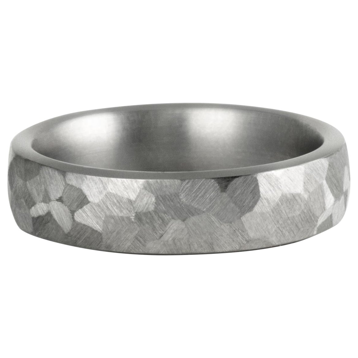 The Charles : Hand-Ground, Faceted Titanium Wedding Band, Comfort Fit
