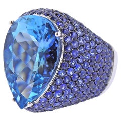 EGL 9.40 Carat Aquamarine Sapphire Gold Cocktail Ring