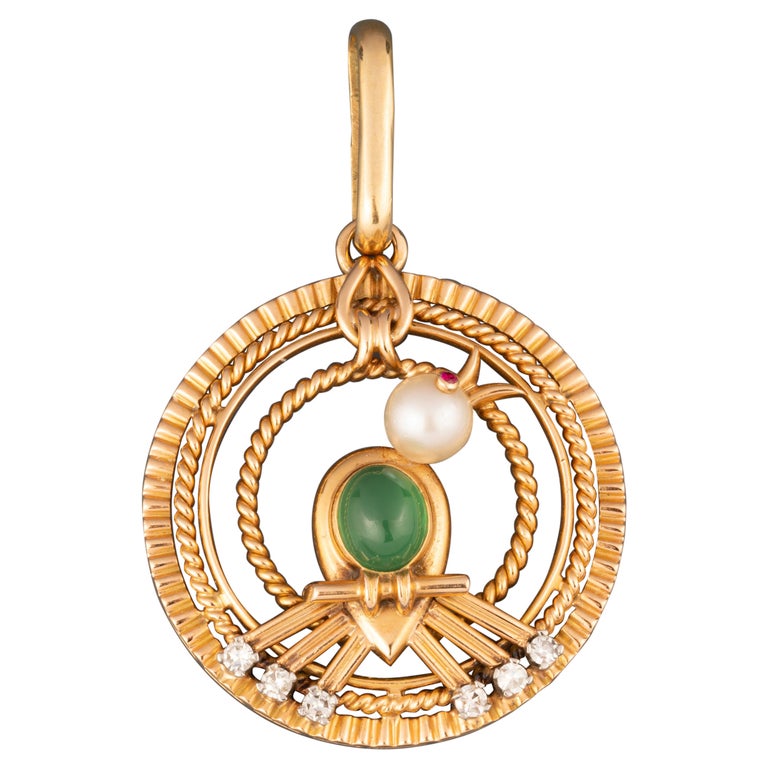 Vintage Necklace Set with Gold Pendant
