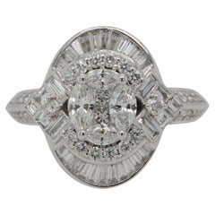 Used 1.48 Carats Diamond Illusion Wedding Ring in 18 Karat Gold