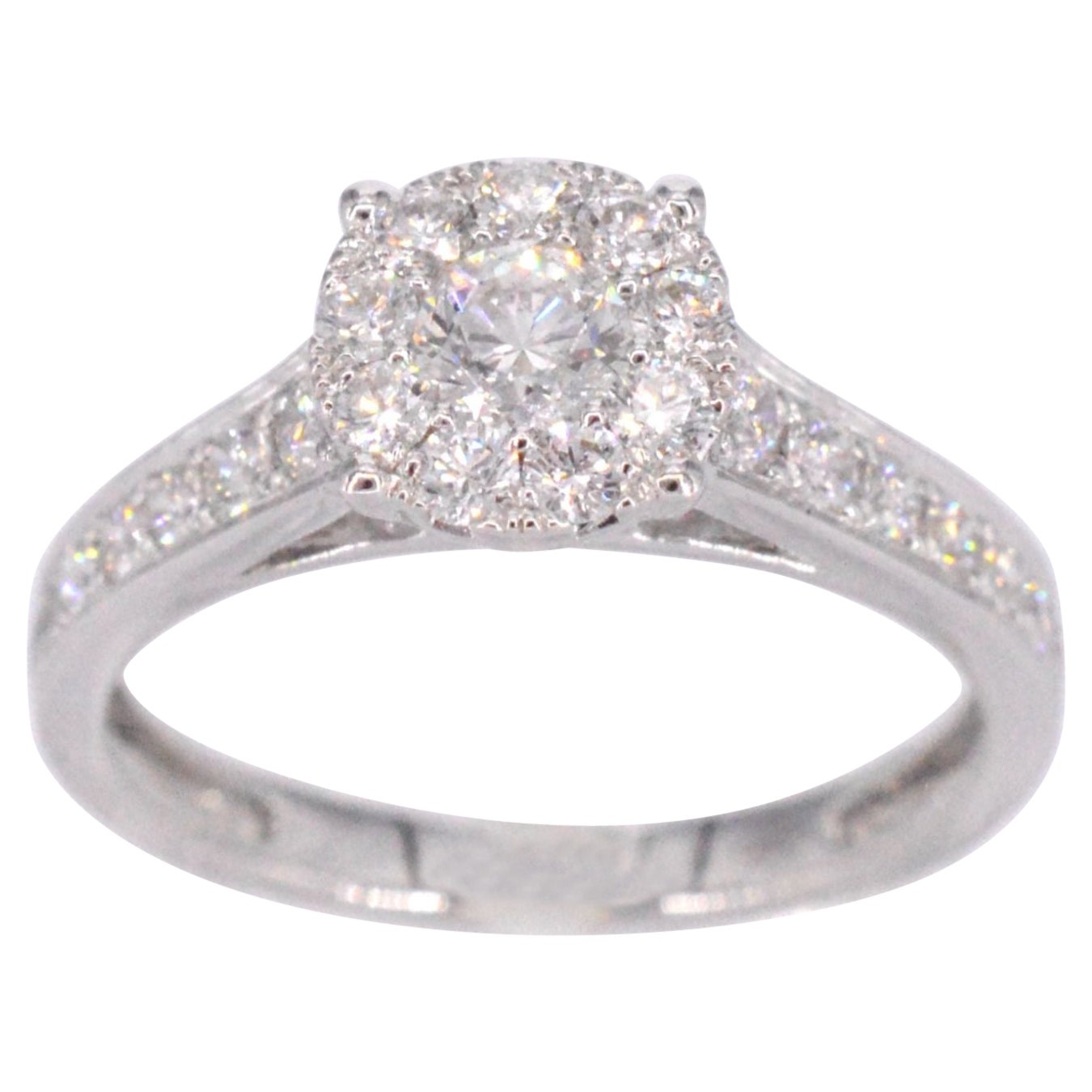 White Gold Entourage Ring with Brilliant Cut Diamonds 1.00 Carat For Sale