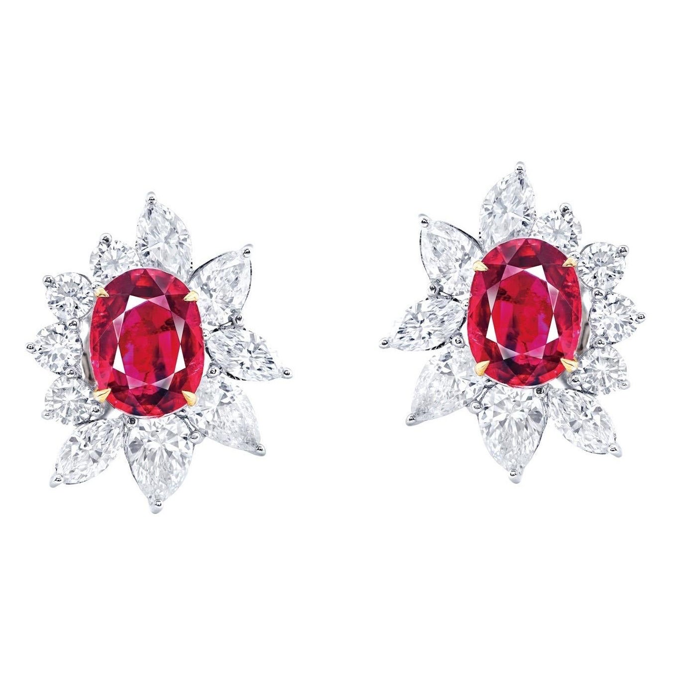 Emilio Jewelry Boucles d'oreilles en rubis de Birmanie certifié sans chaleur 