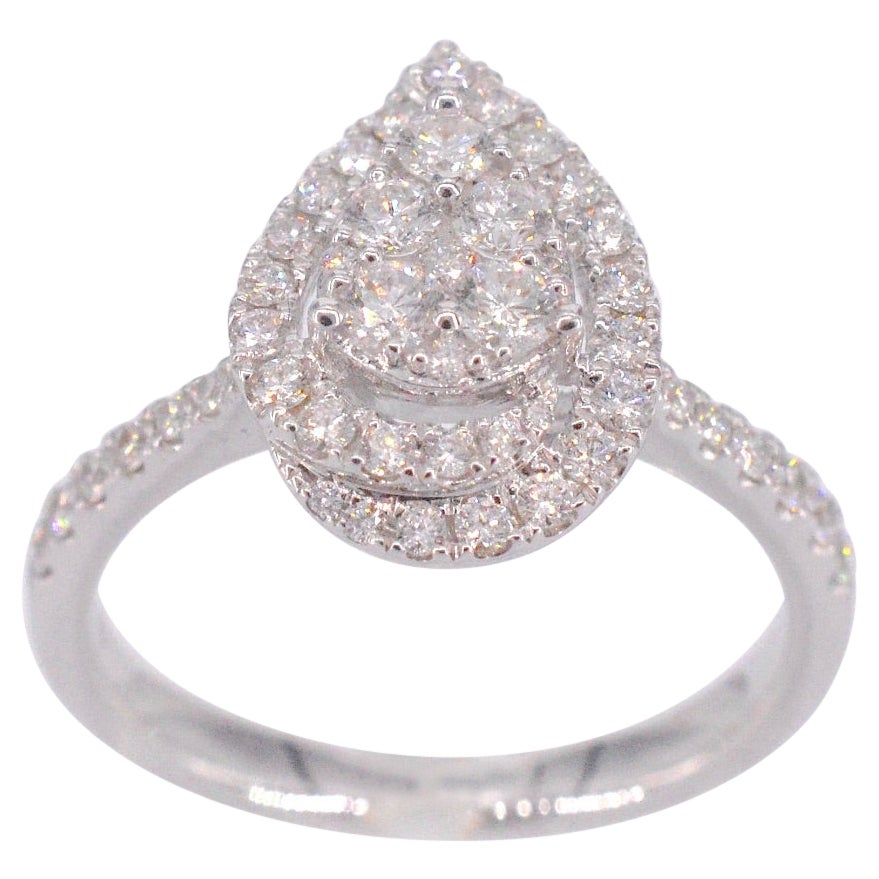 White Gold Entourage Ring Diamond Pear Shape For Sale