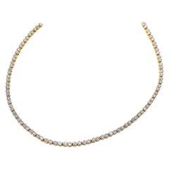 4.18 Carat Diamond 18 Karat Yellow Gold Roller Chain Tennis Necklace