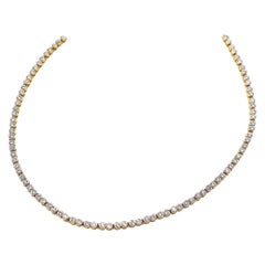 Retro 4.18 Carat Diamond 18 Karat Yellow Gold Roller Chain Tennis Necklace