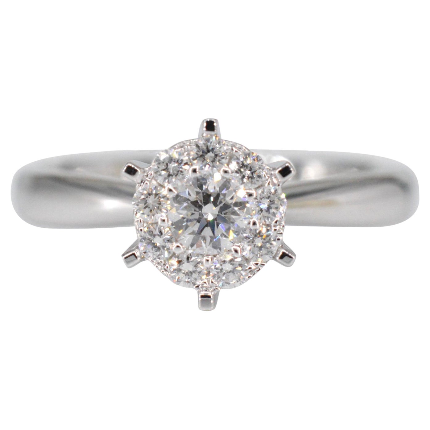 White Gold Solitaire Ring with Diamonds For Sale
