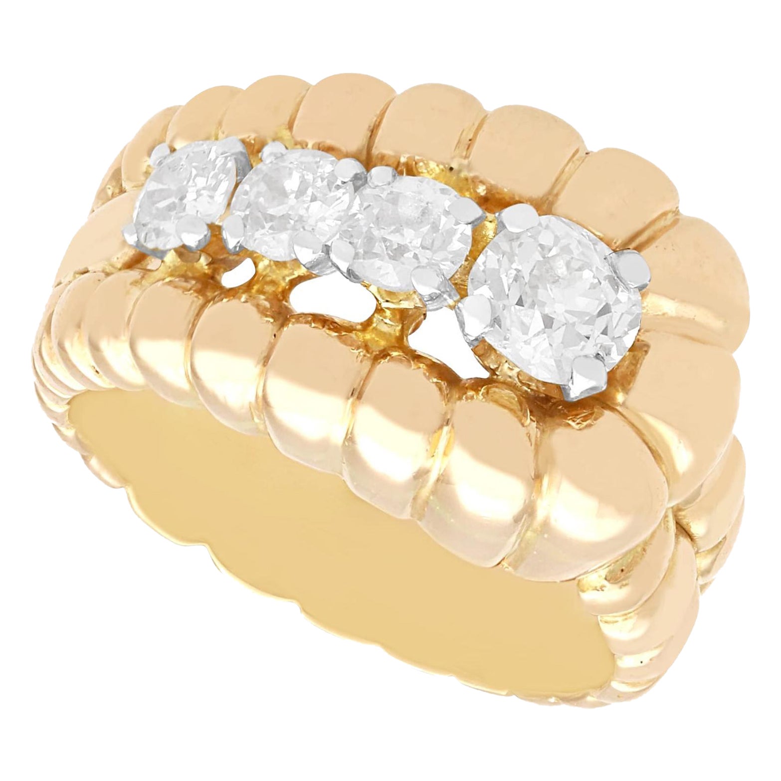 Vintage 1.80 Karat Diamond and 18K Yellow Gold Dress Ring