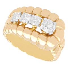 Anillo de vestir vintage de oro amarillo de 18 quilates y diamantes de 1,80 quilates