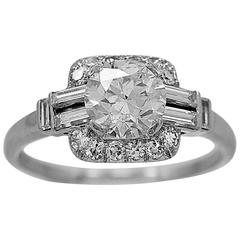 Art Deco 1.10 Carat Diamond Platinum Engagement Ring 