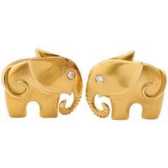 Diamond Gold Elephant Cufflinks