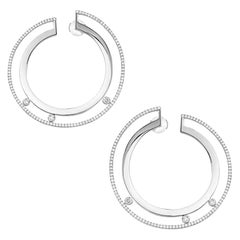 Messika Move Romane Diamond Hoop Earrings 18K White Gold 0.80Cttw