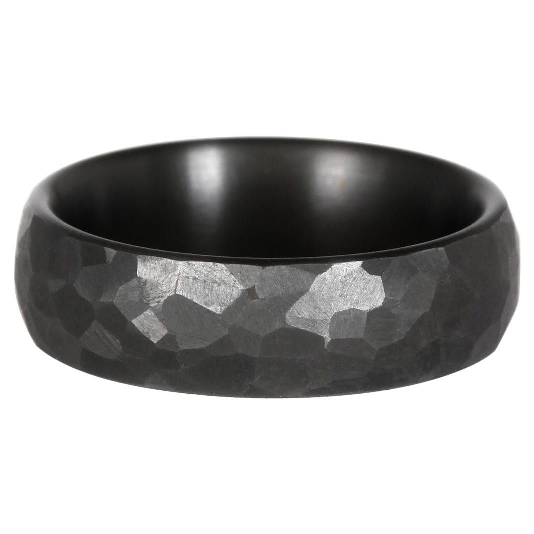 Charles : Black Tungsten Hand-Ground Faceted Comfort Fit Wedding Band