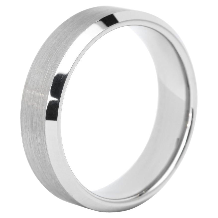 The Crawford : Beveled Tungsten Dual Finish Comfort Fit 6mm Wedding Band