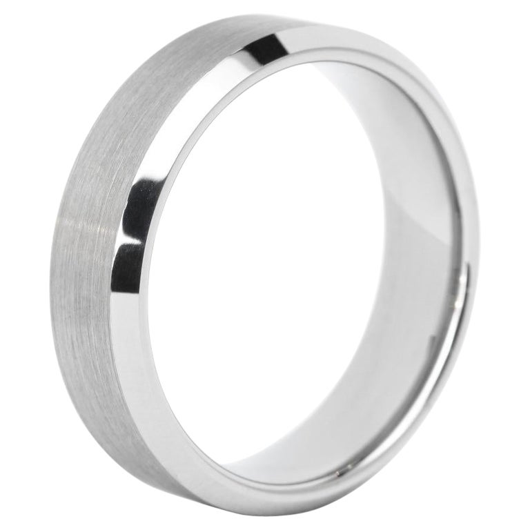 Customizable The Crawford Beveled Tungsten Dual Finish Comfort Fit