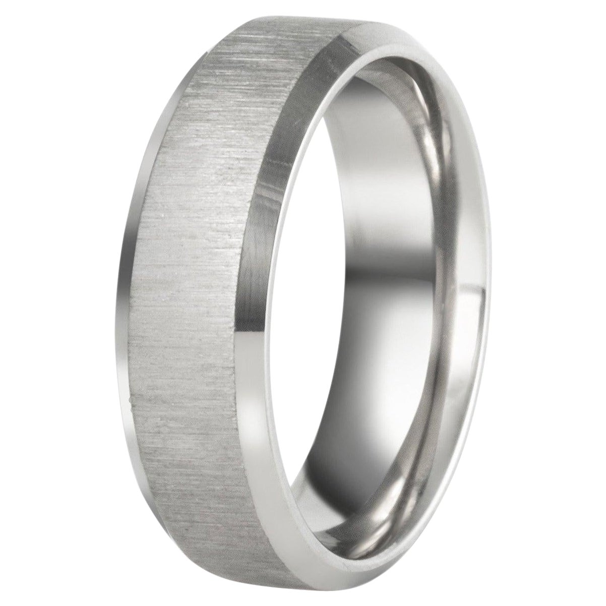 The Del Toro : Micro-Etching Titanium Polished Bevel Comfort Fit Wedding Band