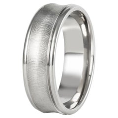 The Douglass : Concave Profile Titanium with Distressed Finish Wedding Band 7mm
