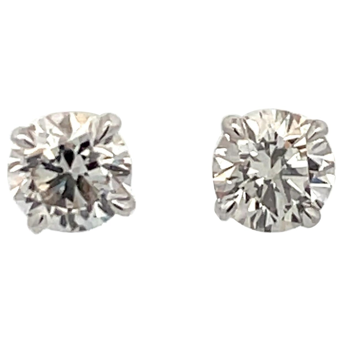 GIA CERTIFIED Diamond Stud Earrings 1.81 Carats J-K SI1-SI2 18 Karat White Gold