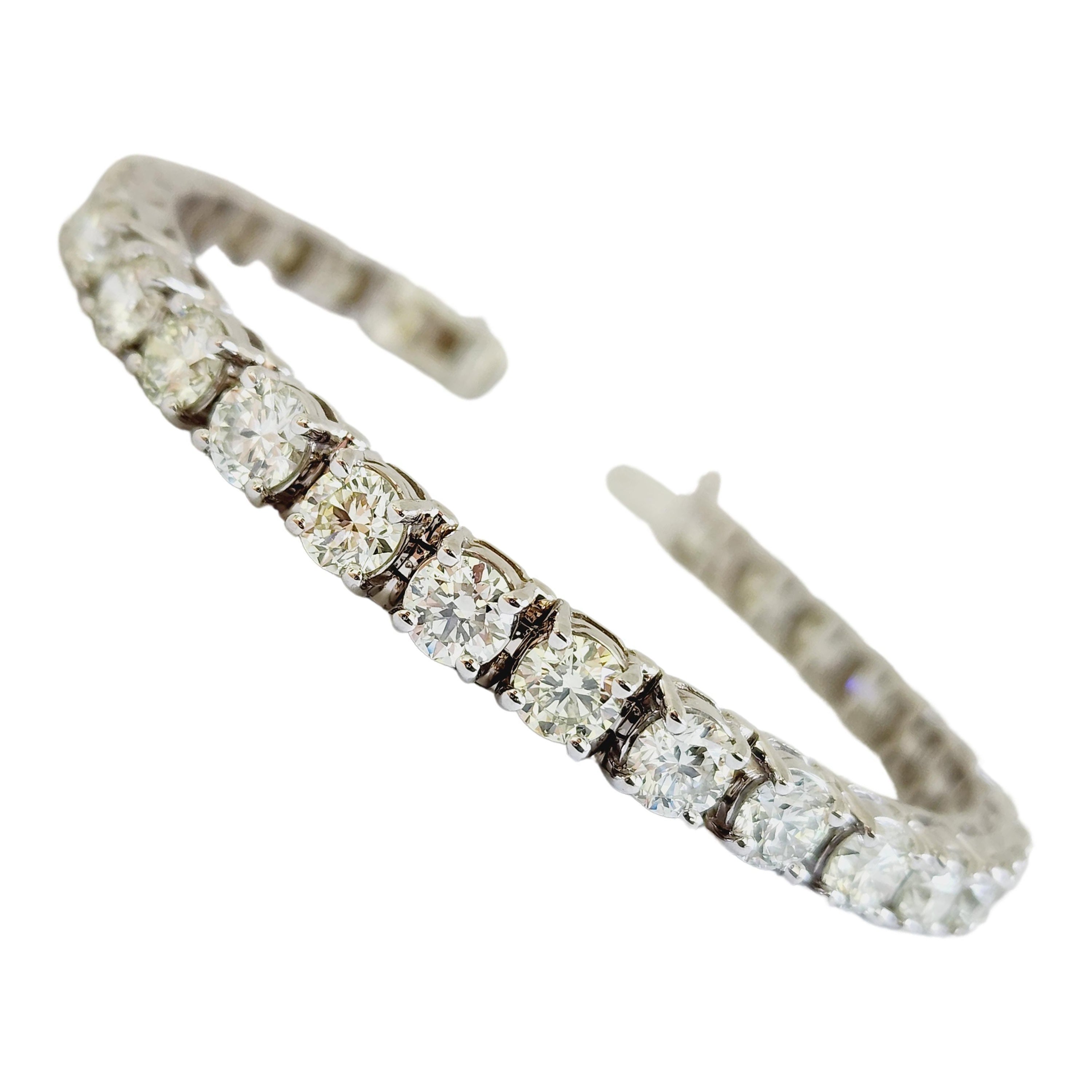 4.92 Carat Round Brilliant Natural Diamond Tennis Bracelet 14 Karat ...