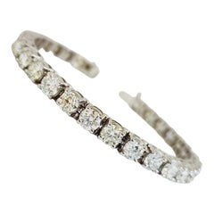 16 Carat Round Brilliant Natural Diamond Tennis Bracelet 18 Karat White Gold