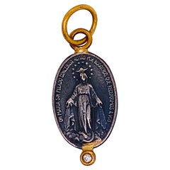Miraculous Medal Pendant Mother Mary 24k Gold and Silver Catholic Charm