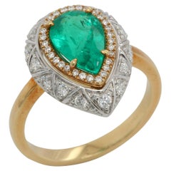 1.63 Carat Emerald And Diamond Wedding Ring In 18 Karat Gold