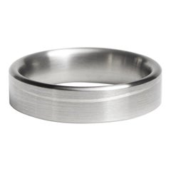 Eero : Flat Titanium Wedding Band with Flowing Silver Inlay Comfort Fit