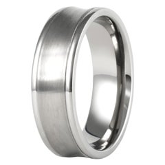 The Ellison : Concave Titanium 7mm Comfort Fit Wedding Band with Polished Edges