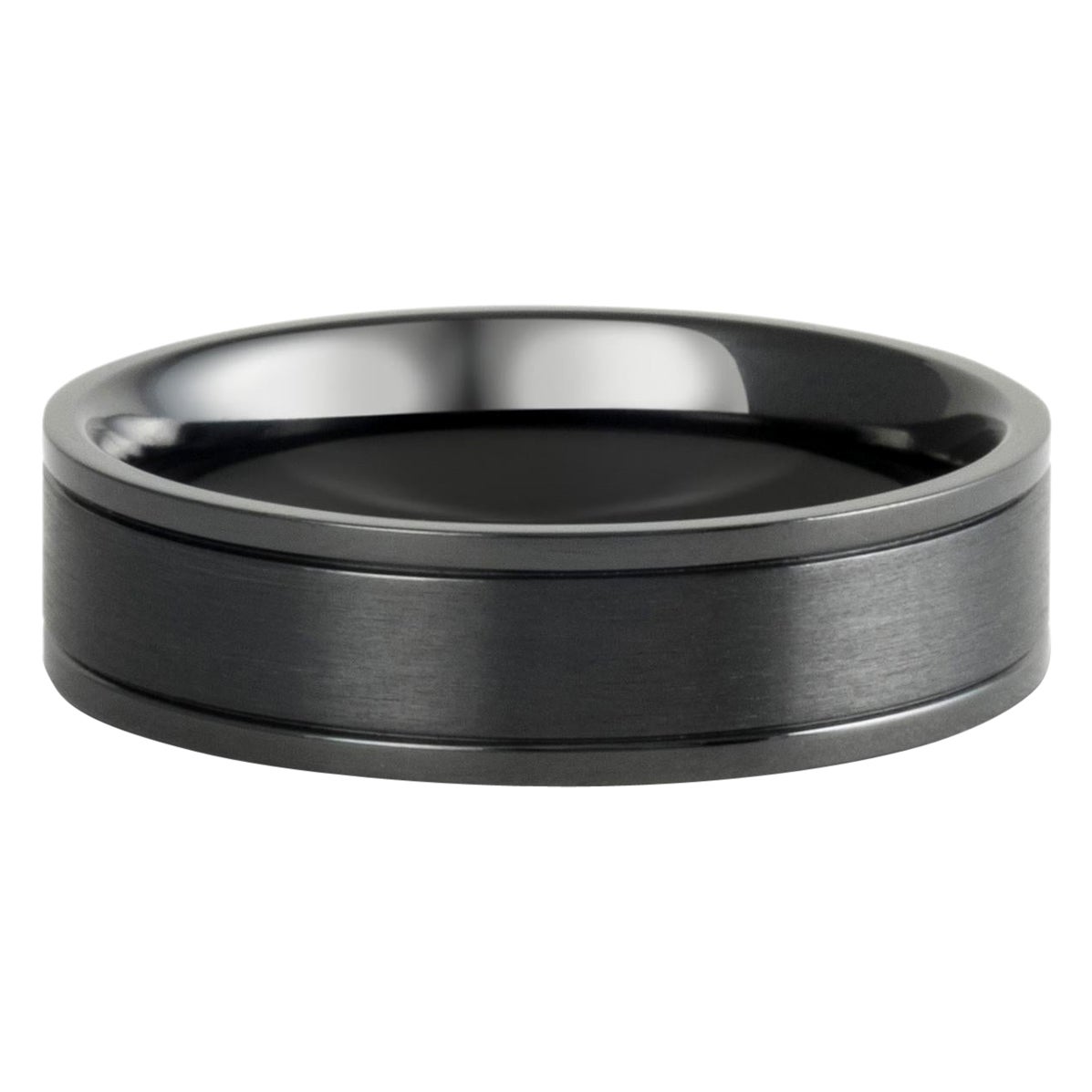 The Ericson : Alliance en titane noir de 6 mm avec bords rainurés et ajustement confortable