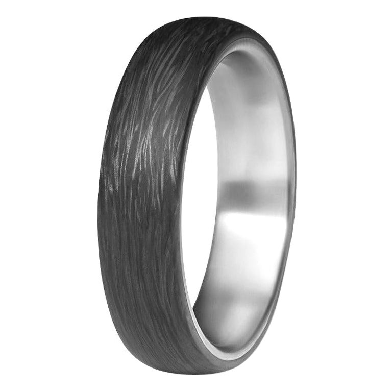 For Sale:  Grayson : Domed Carbon Fiber with Titanium Interior Wedding Band