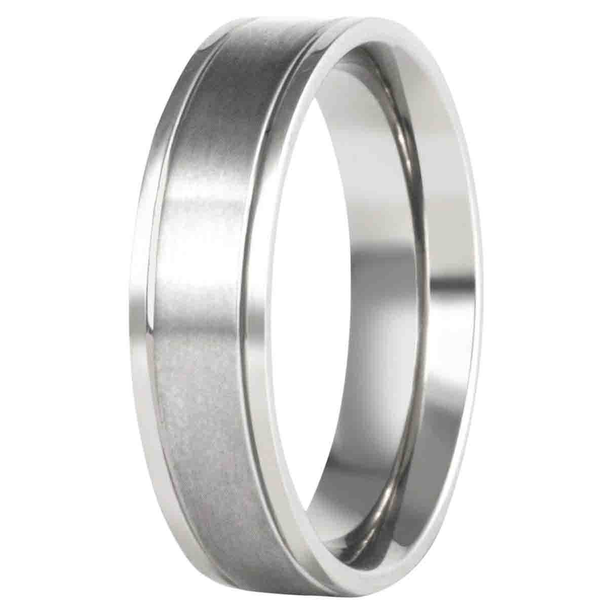 The Mantle : Flat Titanium with Pinstripe Grooves 6mm Comfort Fit Wedding Band 